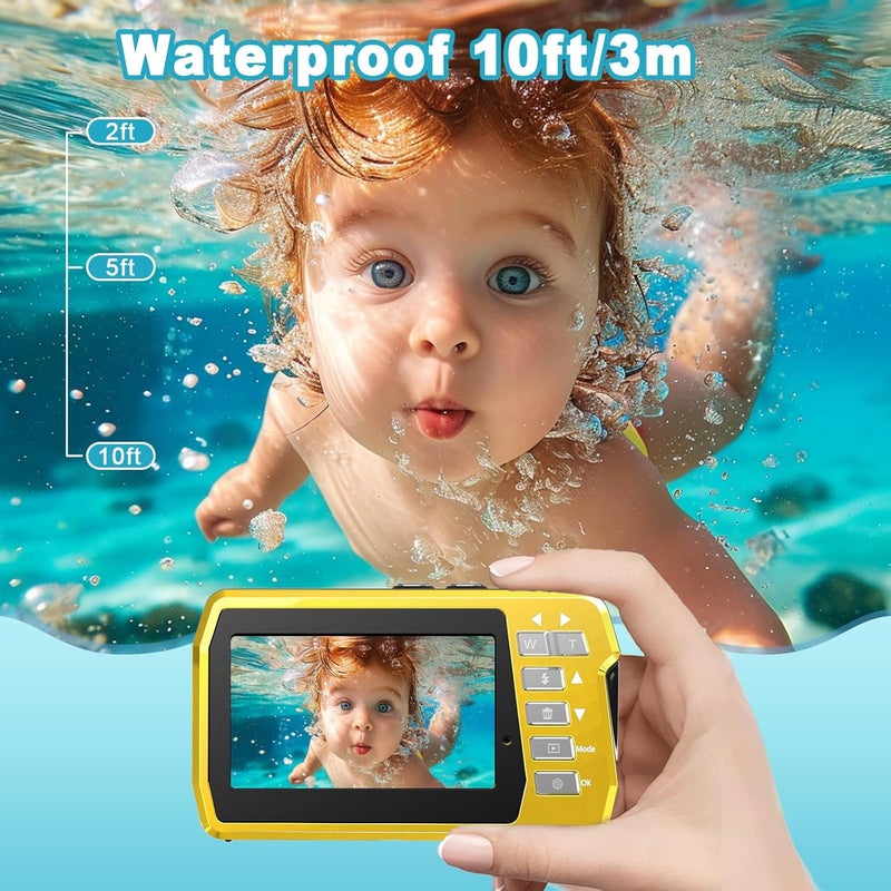 Focusify Underwater Camera 4K 48MP Waterproof Digital Camera with 32GB Card, Dual-Screen Selfie (Front & Rear), 10FT/3M Dive for Snorkeling, Surfing, Rafting, Swimming, Travel - Image 3